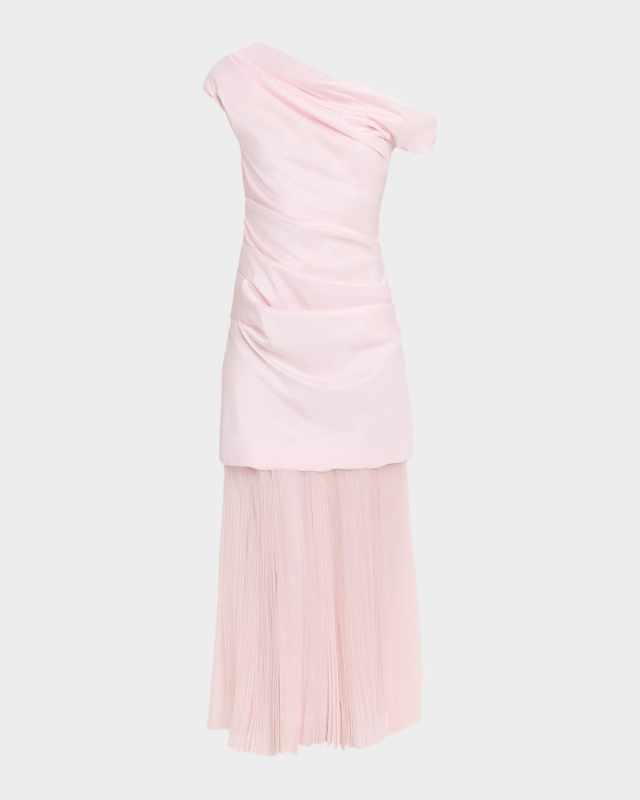 Ammalie Asymmetric Combo One-Shoulder Midi Dress